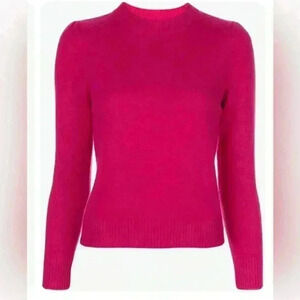 CO hot pink 100% cashmere sweater medium puff long sleeve Valentine’s Day soft